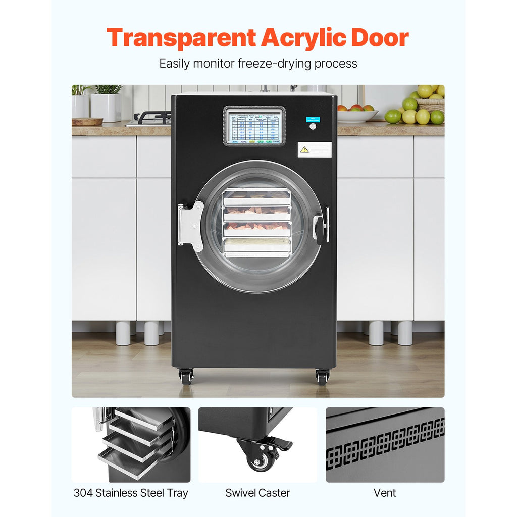 Vacuum Freeze Dryer 4-Layer Fruit Vegetable Freeze Drying Machine W/ Pump Black