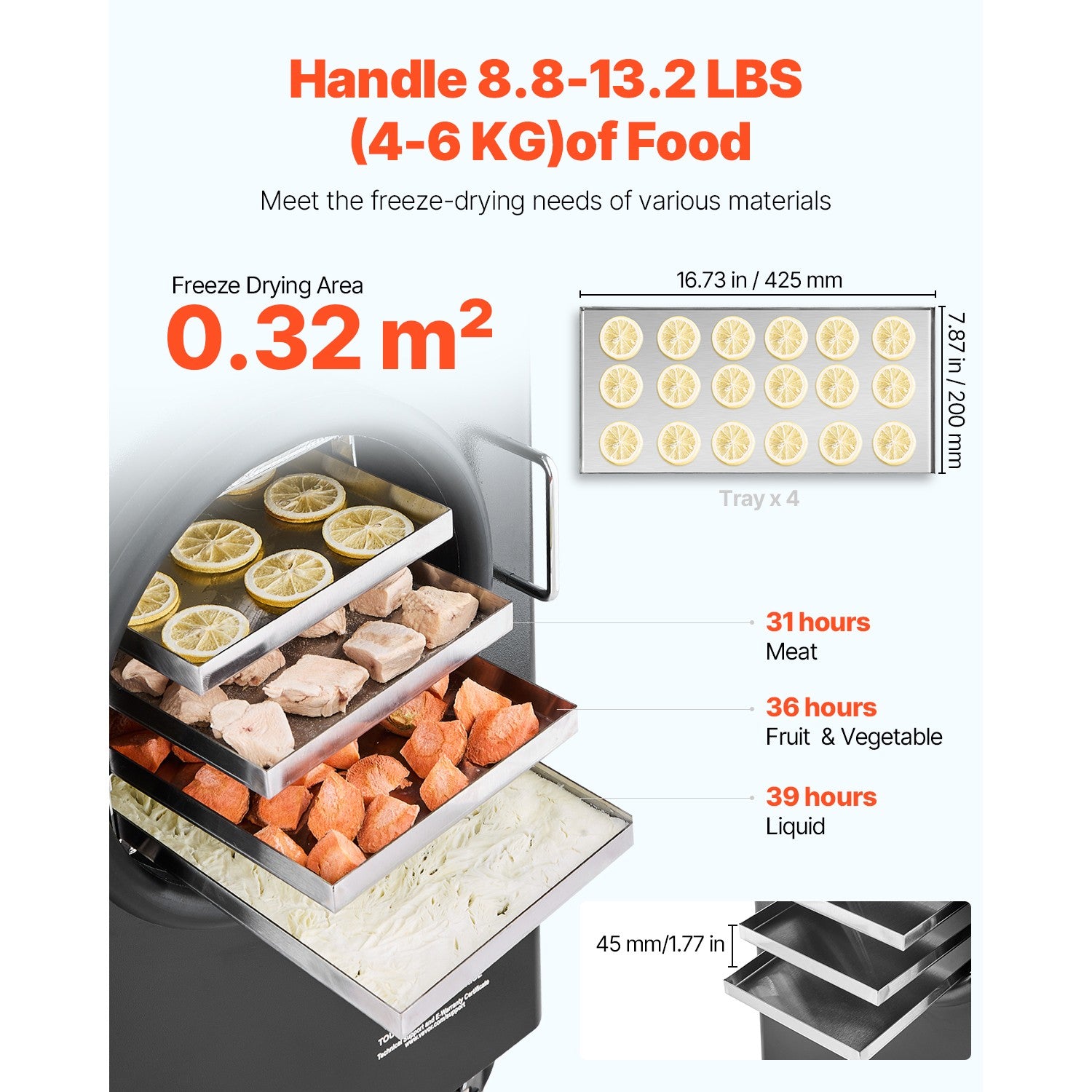 Vacuum Freeze Dryer 4-Layer Fruit Vegetable Freeze Drying Machine W/ Pump Black