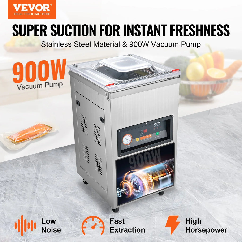 VEVOR Chamber Vacuum Sealer, 600W Sealing Power, Vacuum Packing Machine for Wet Foods, Meats, Marinades and More, Compact Size with 15.7 Sealing Length, Applied in Home Kitchen and Commercial Use