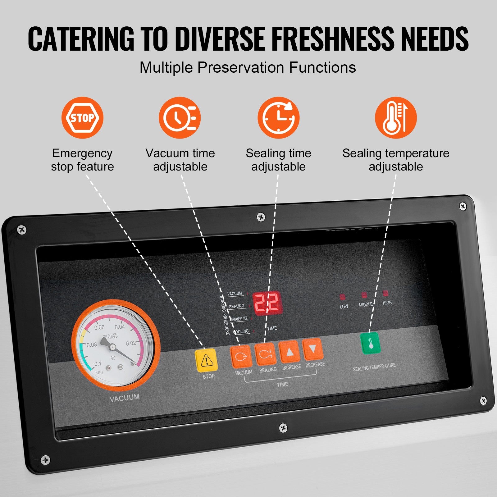 Uimoso Chamber Vacuum Sealer Commercial Vacuum Sealing Bag Packing Machine 1200W
