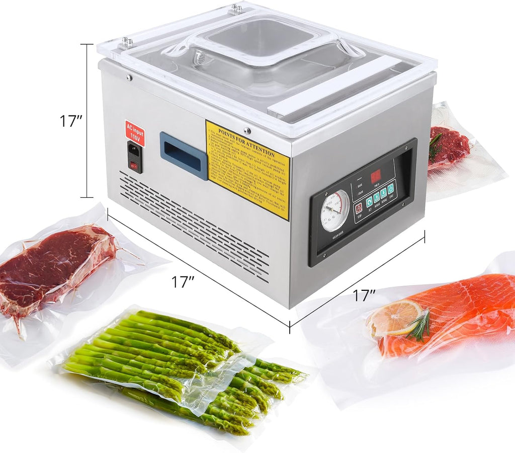 Chamber Vacuum Sealer Kitchen Food Chamber Vacuum Sealer, 6.5 Cubic Meters/Hour 110V 180W Ideal for Home & Commercial Use, Food Preservation & Storage.